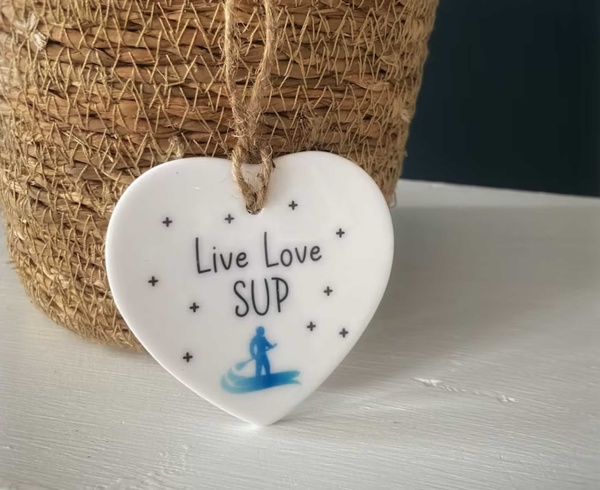 Live Love SUP Paddleboard Ceramic Gift Ornament
